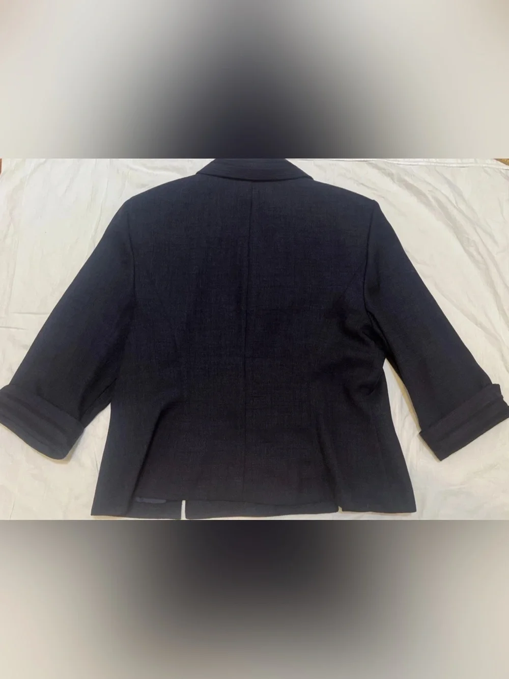 Plaza South Petite 16P Navy Blue Textured Skirt Suit